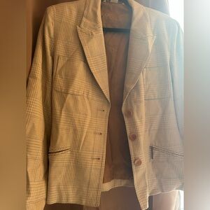 Peter Nygard Beige Checkered Blazer